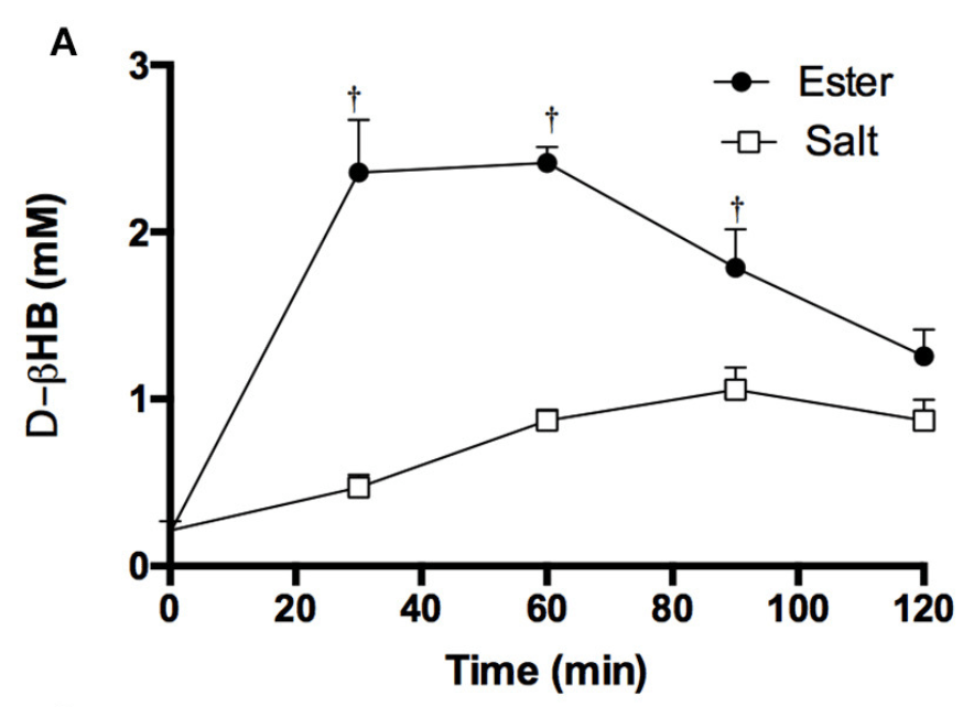 Graph to show Ketone ester vs salt